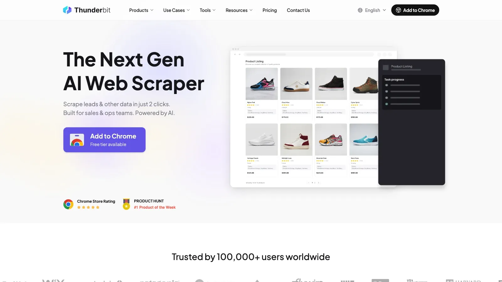 Thunderbit official website screenshot