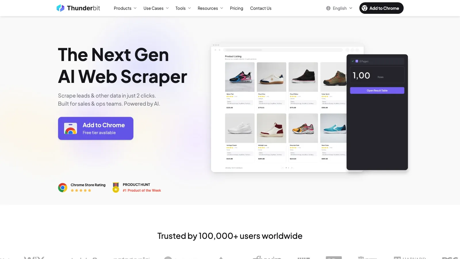 Thunderbit official website screenshot