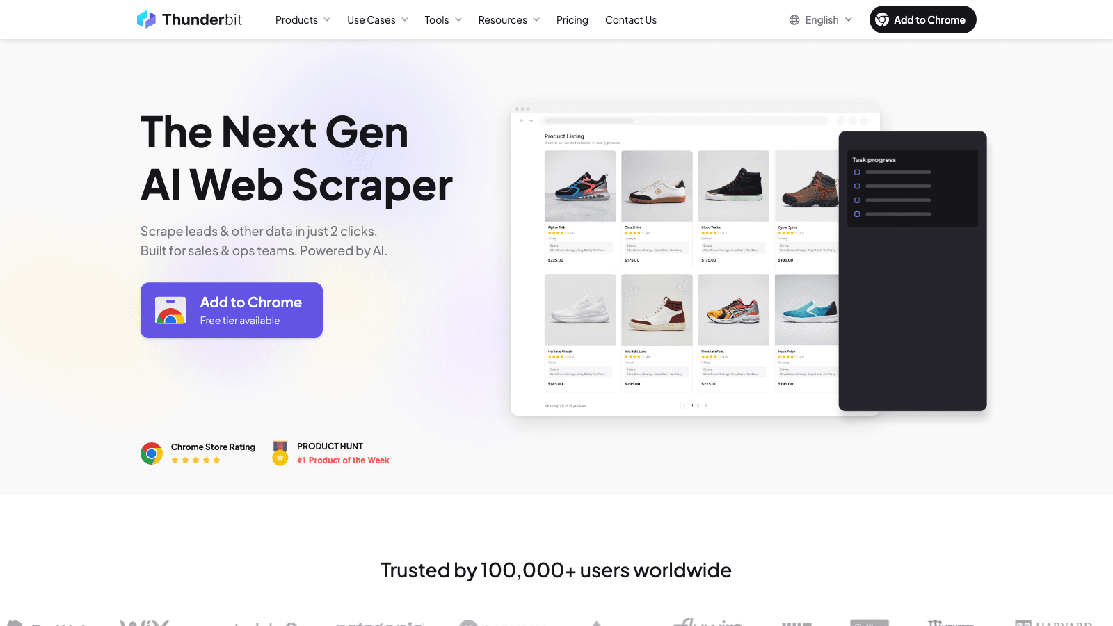 Thunderbit official website screenshot