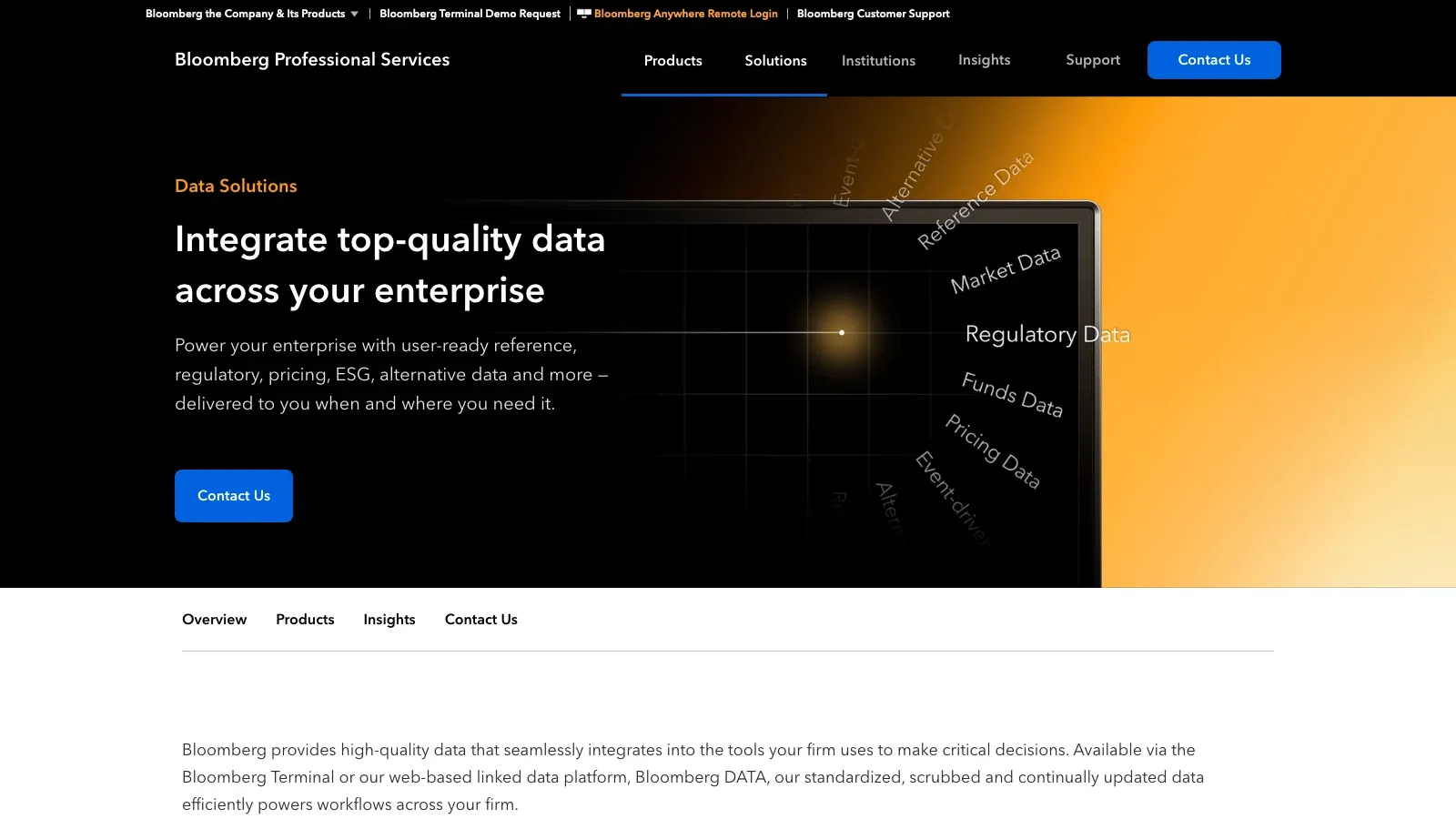 Screenshot del sito ufficiale di Bloomberg