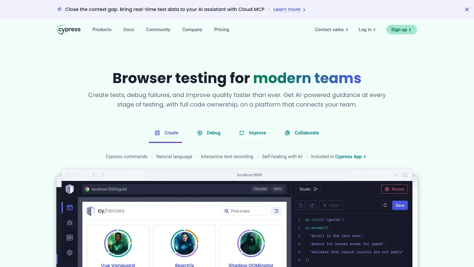 Cypress official website screenshot
