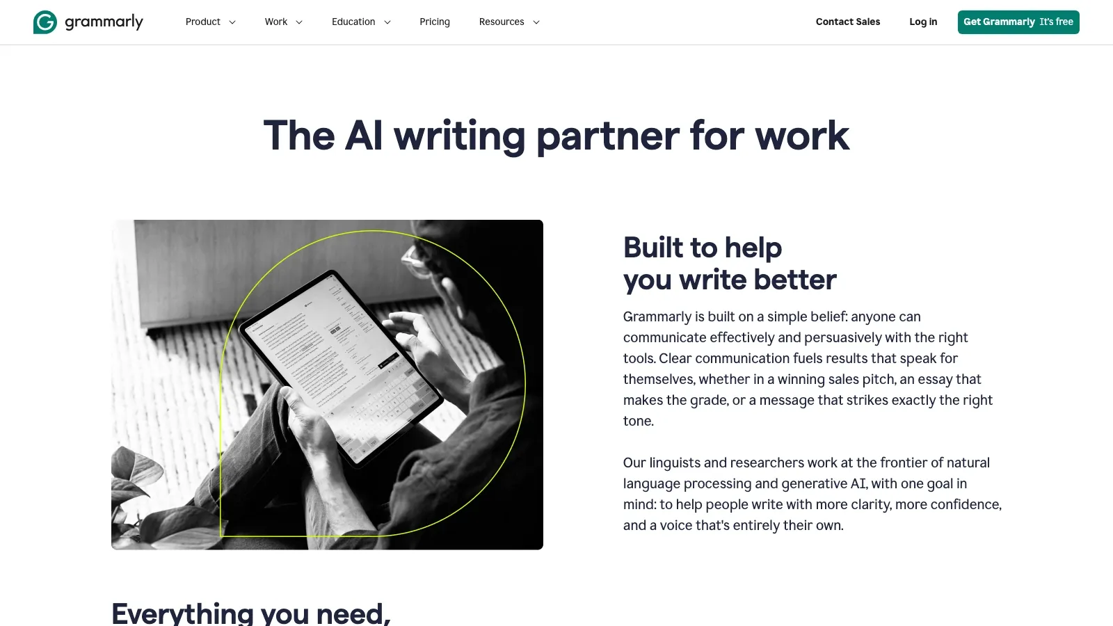 Grammarly 官方网站截图