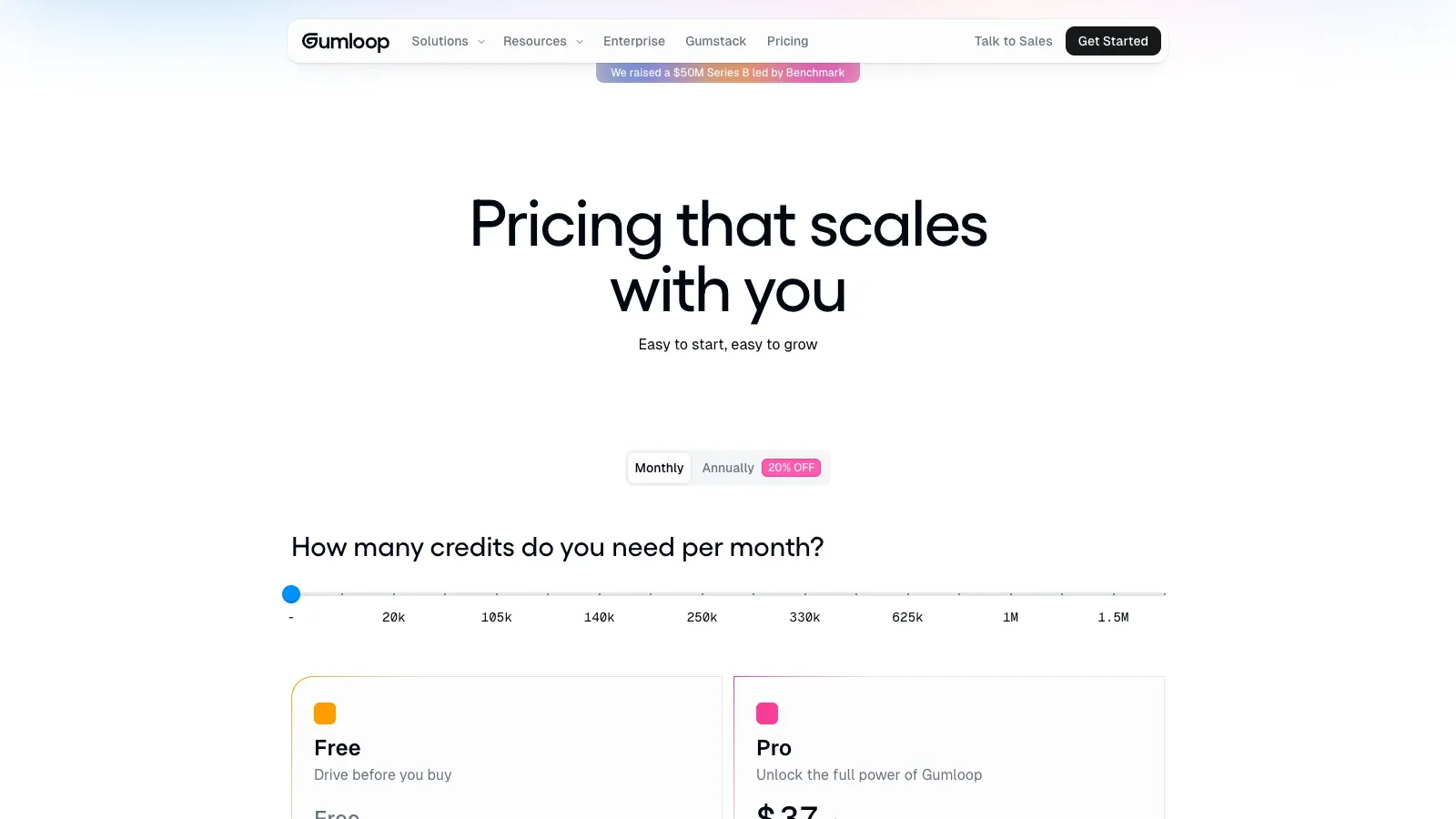 Gumloop pricing screenshot
