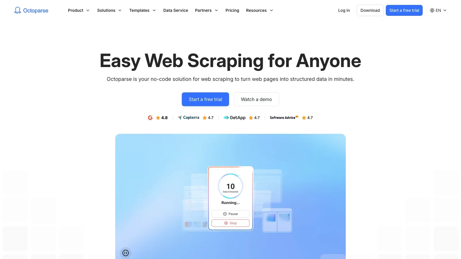 Octoparse official website screenshot