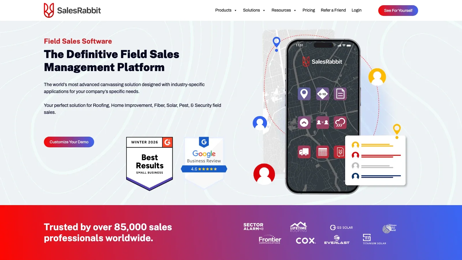 SalesRabbit official website screenshot