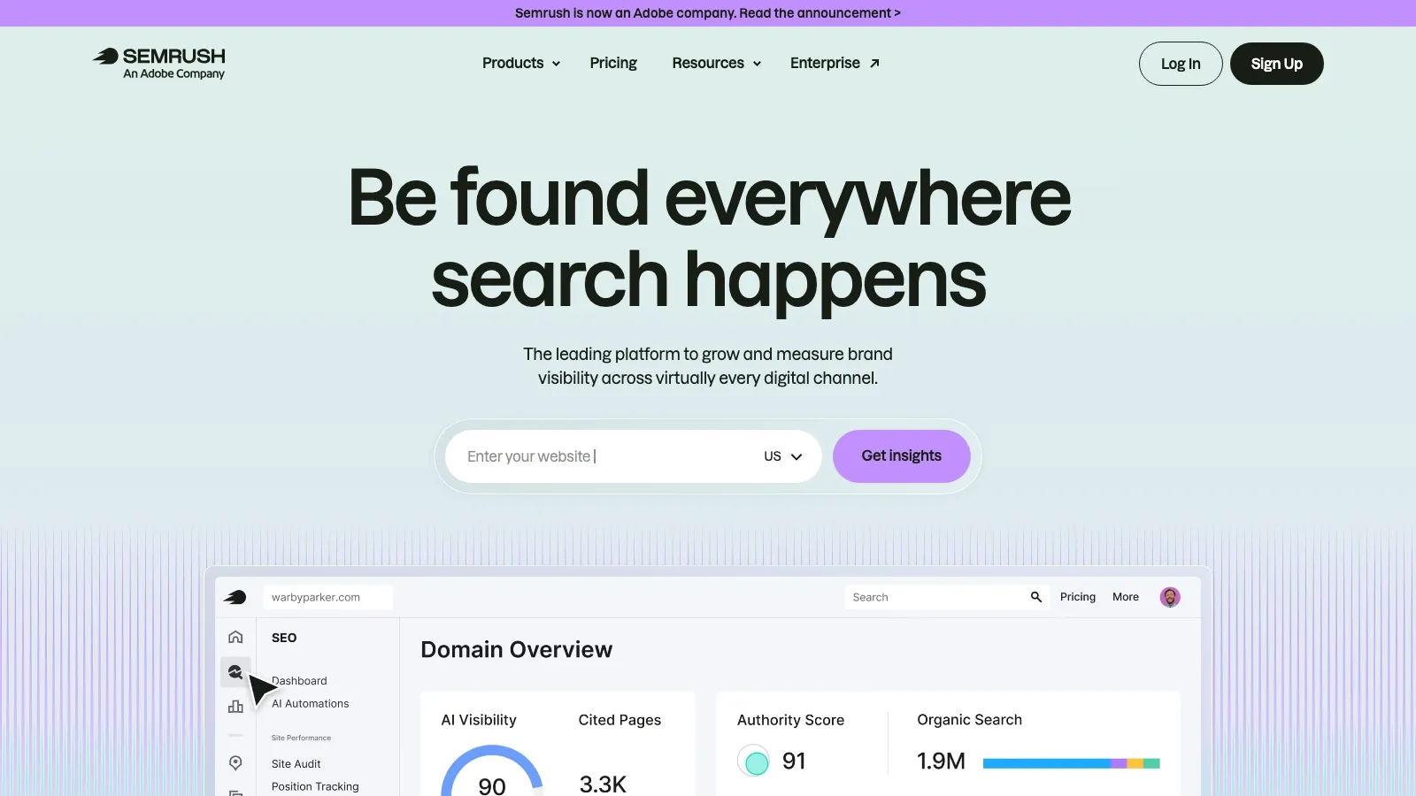 SEMrush official website screenshot