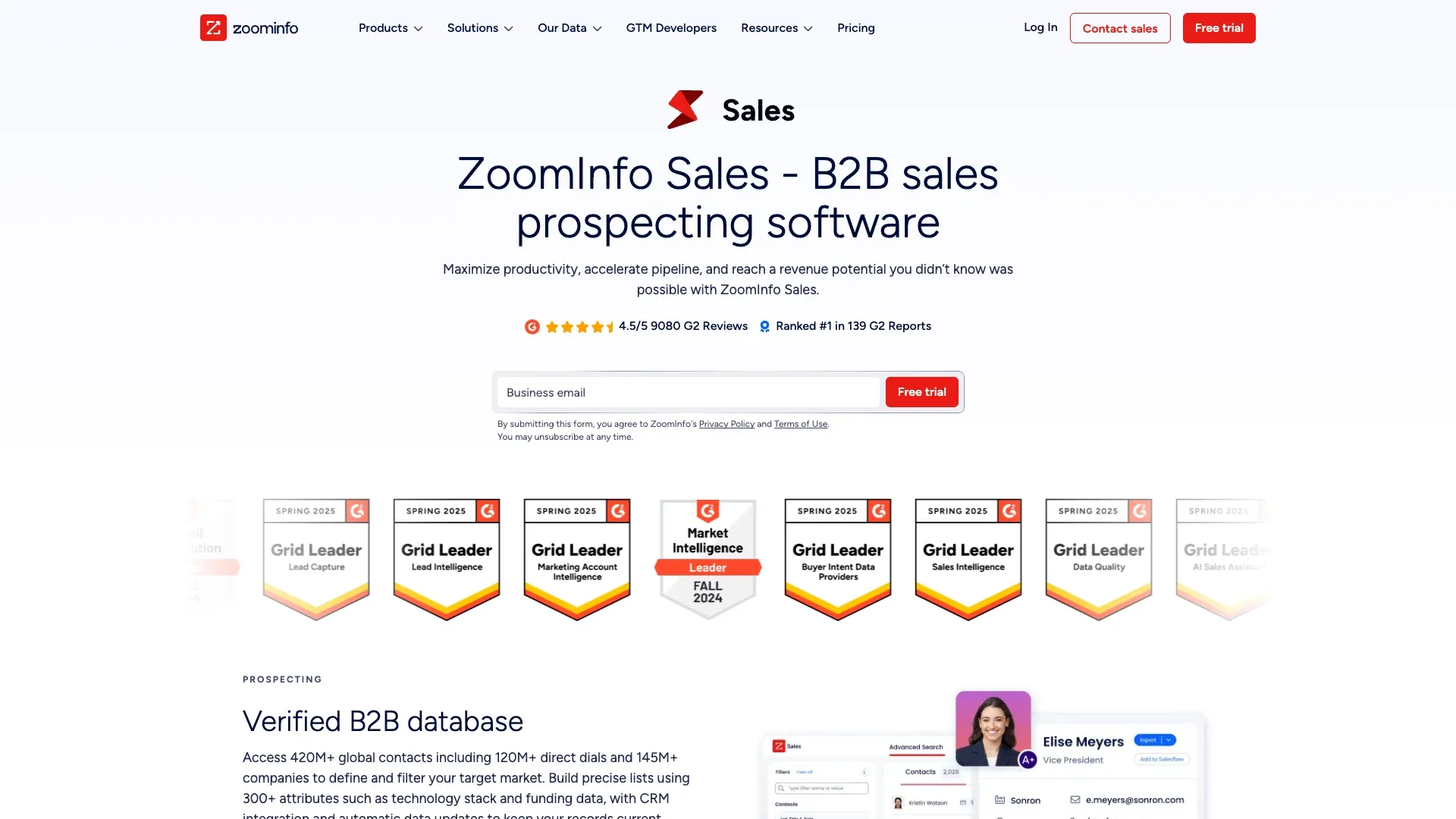 ZoomInfo 官网截图