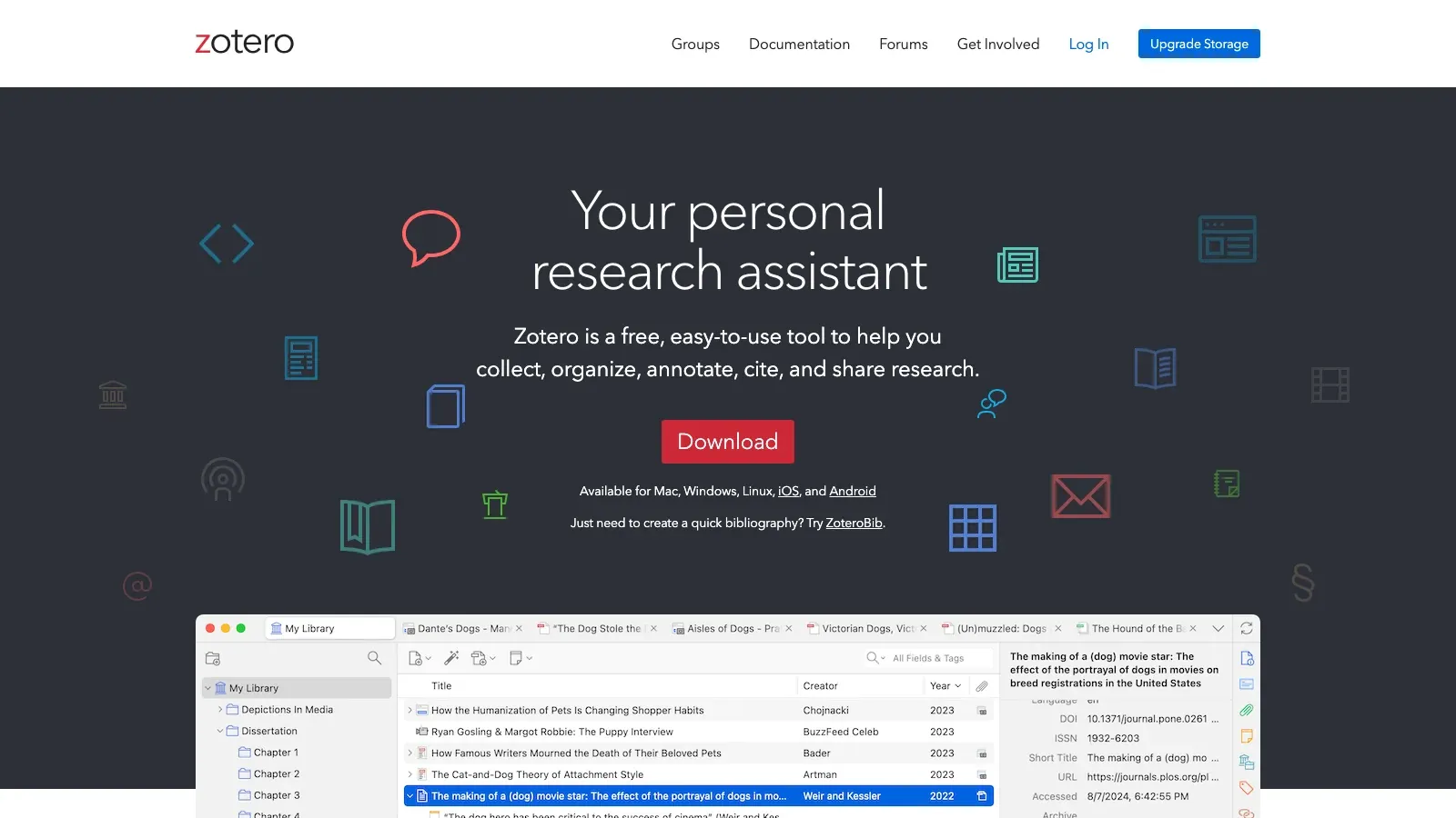 Zotero official website screenshot