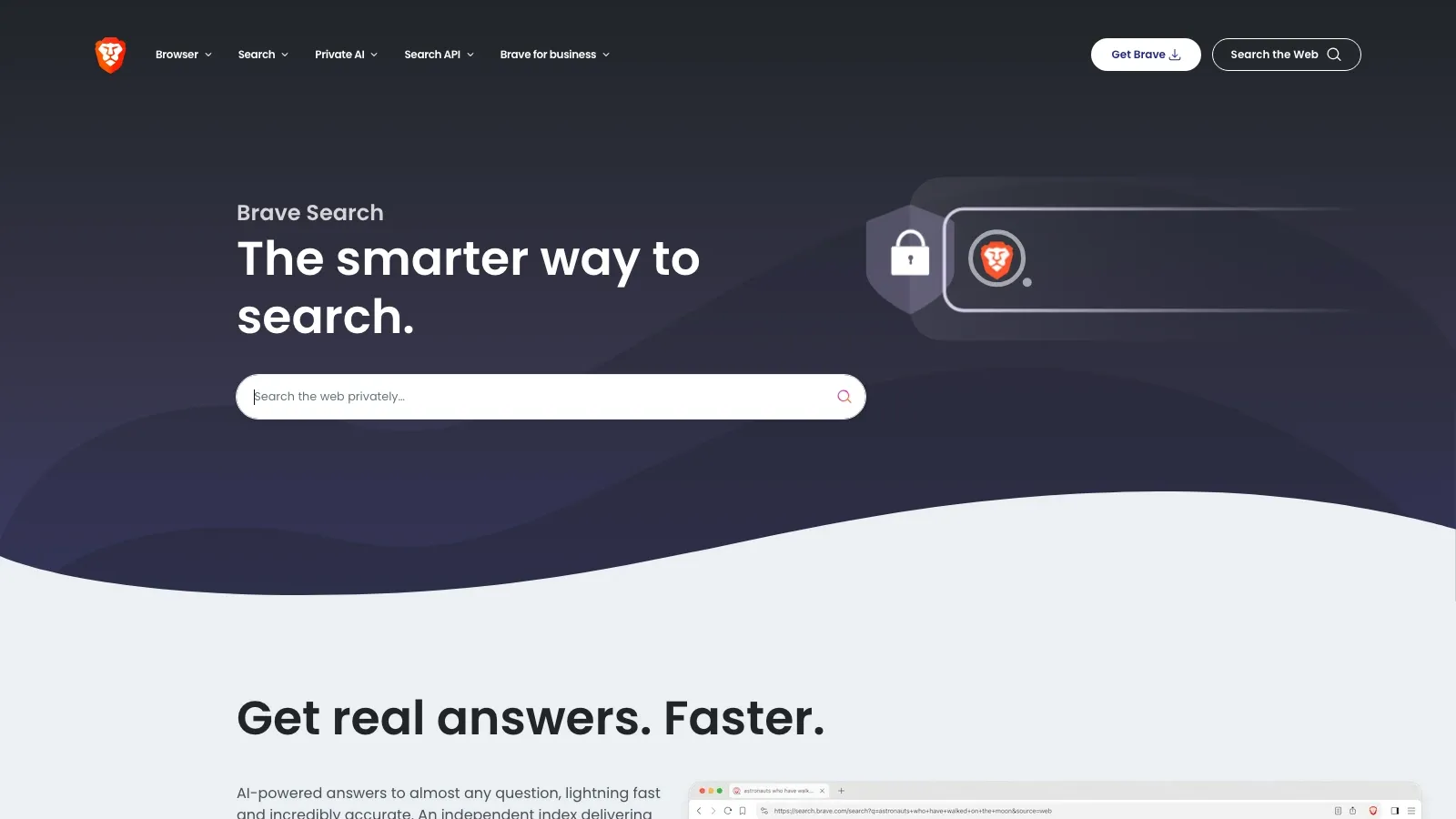 Brave Search official website screenshot