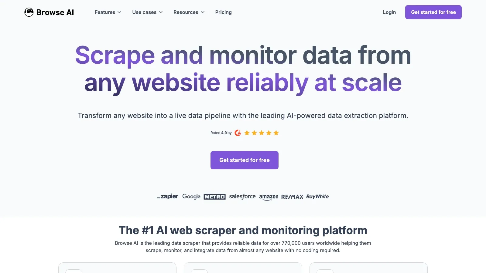 Browse AI official website screenshot