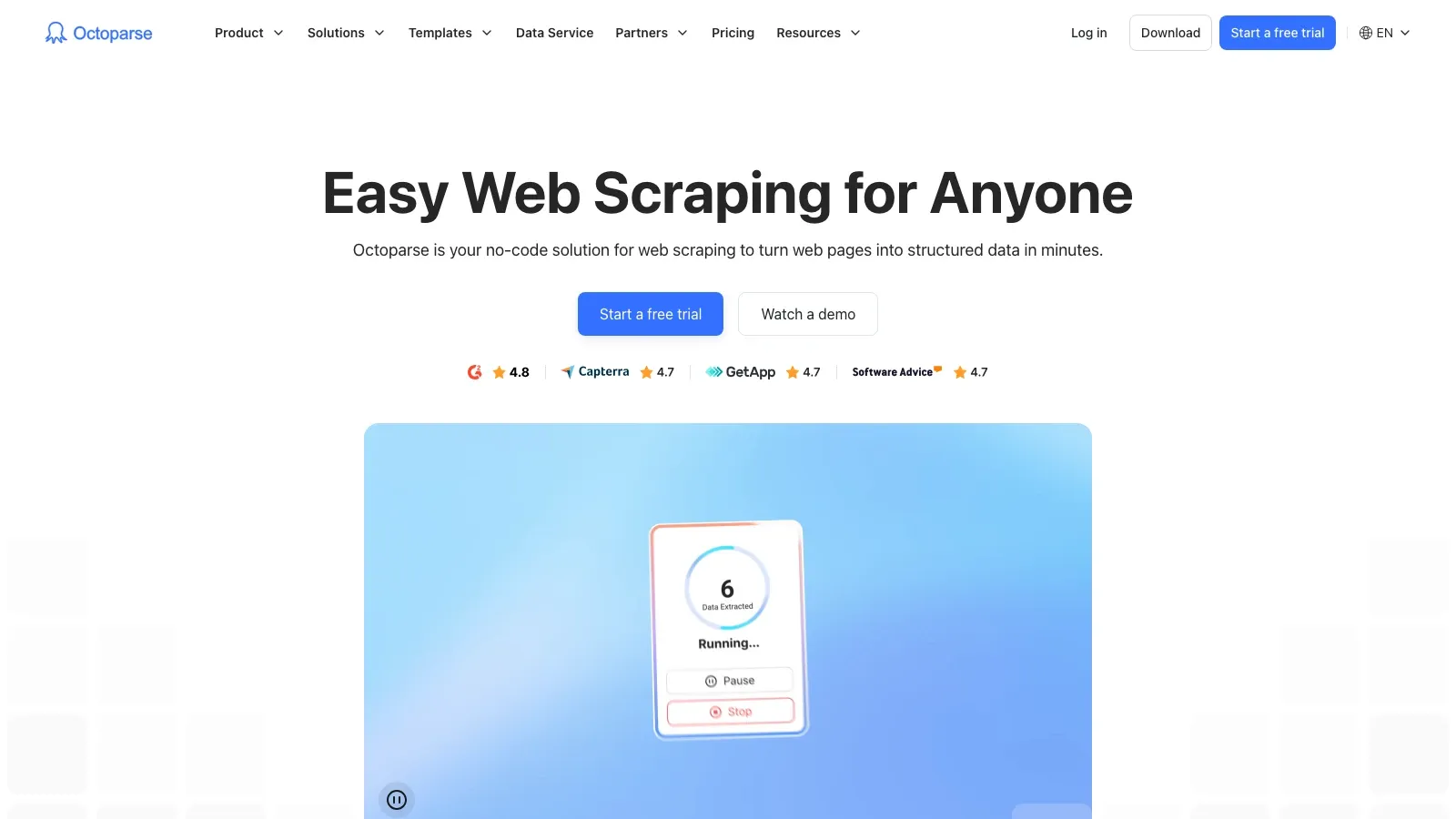 Octoparse official website screenshot