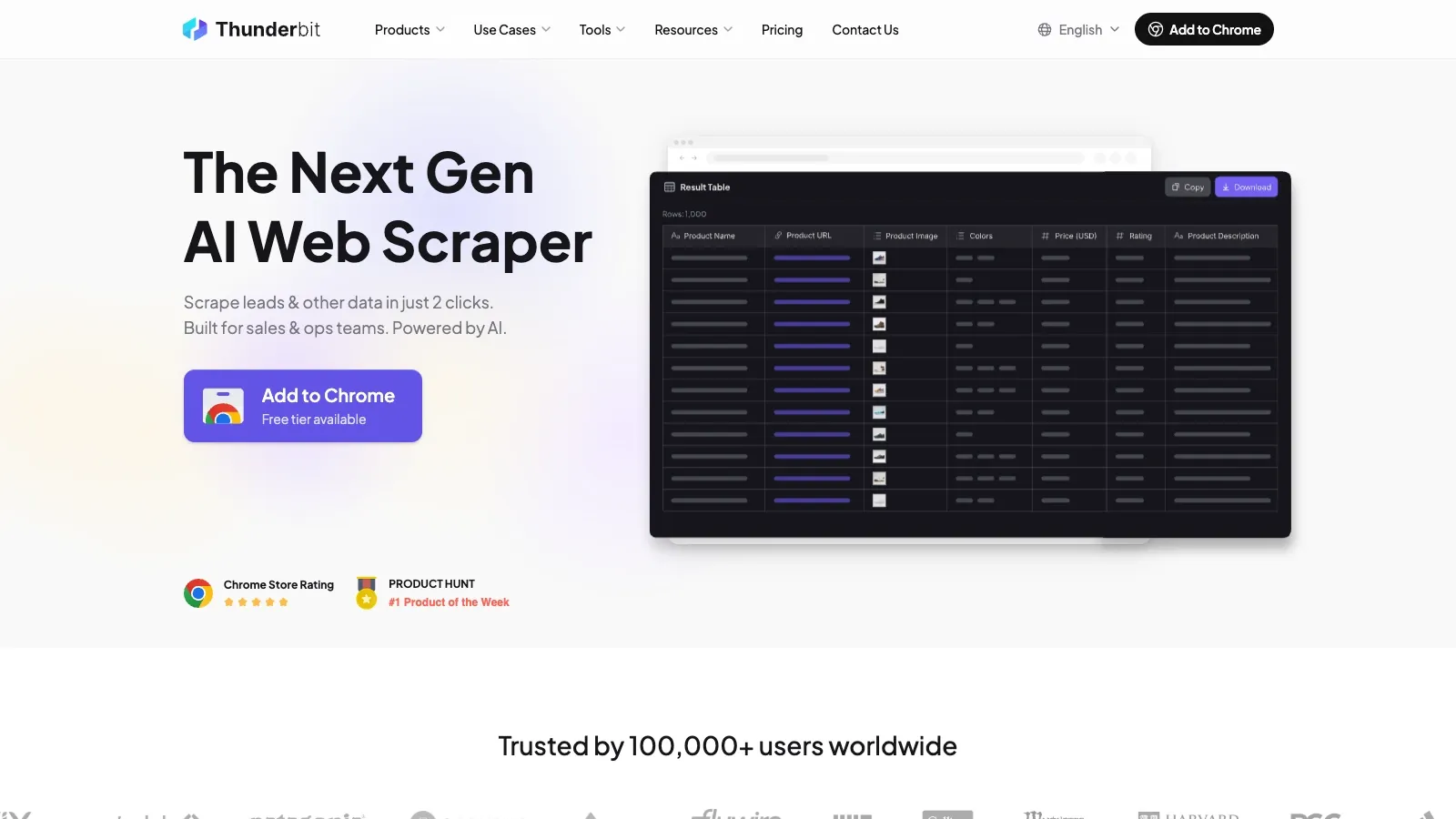 Thunderbit AI web scraper screenshot