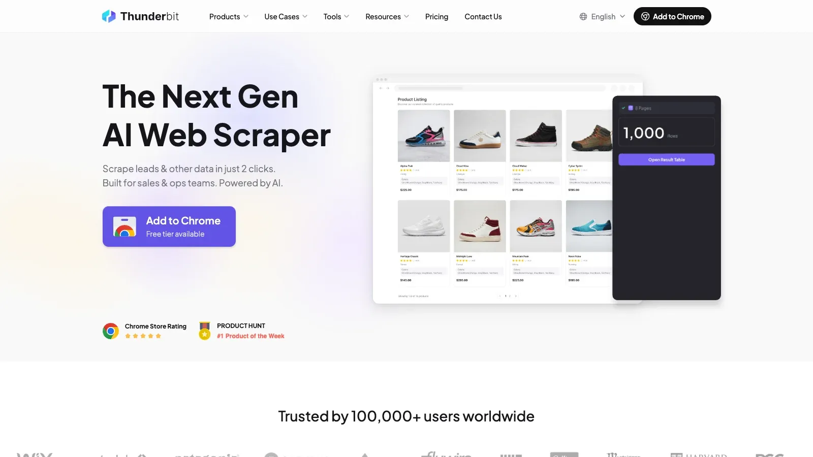 Thunderbit official website screenshot