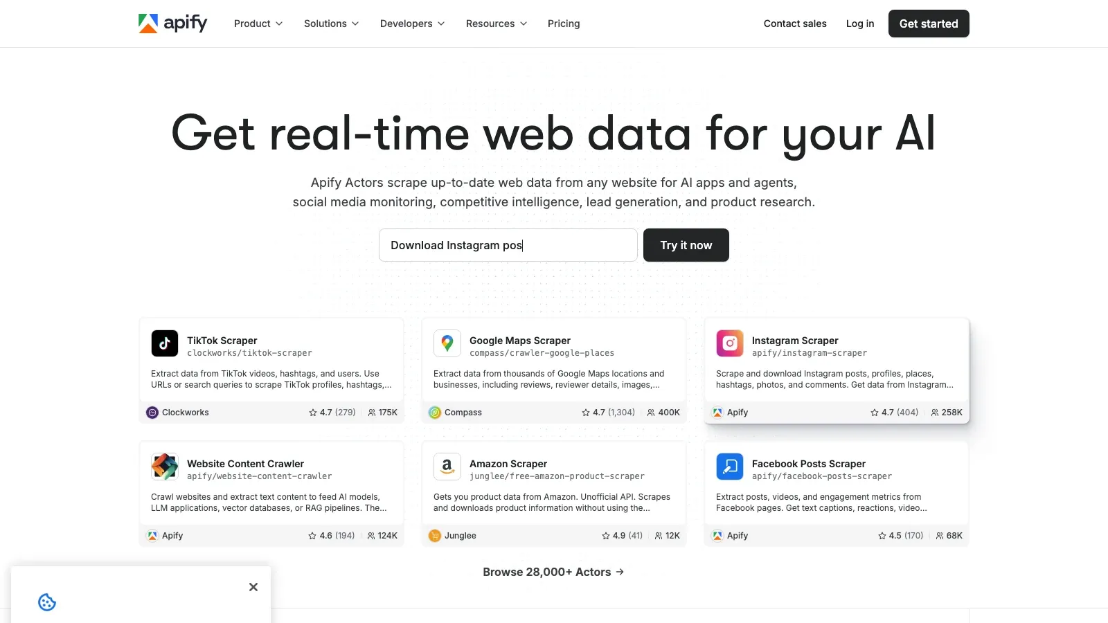 Apify official website screenshot