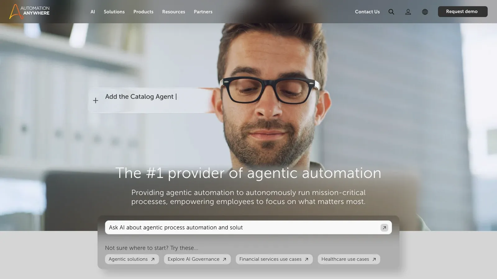 Automation Anywhere offizielle Website als Screenshot