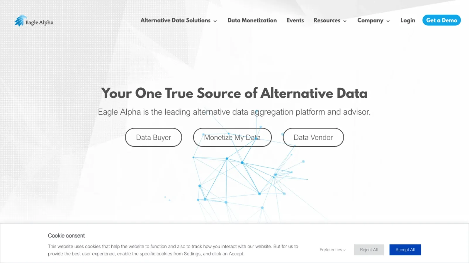 Screenshot del sito ufficiale di Eagle Alpha