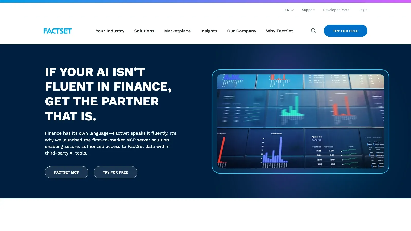 Screenshot del sito ufficiale di FactSet
