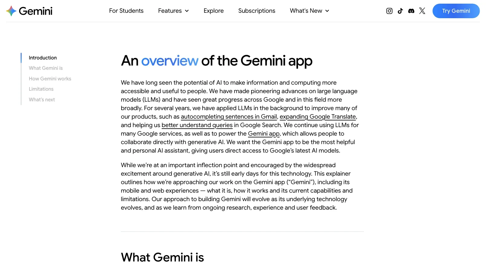 Google Gemini official website screenshot