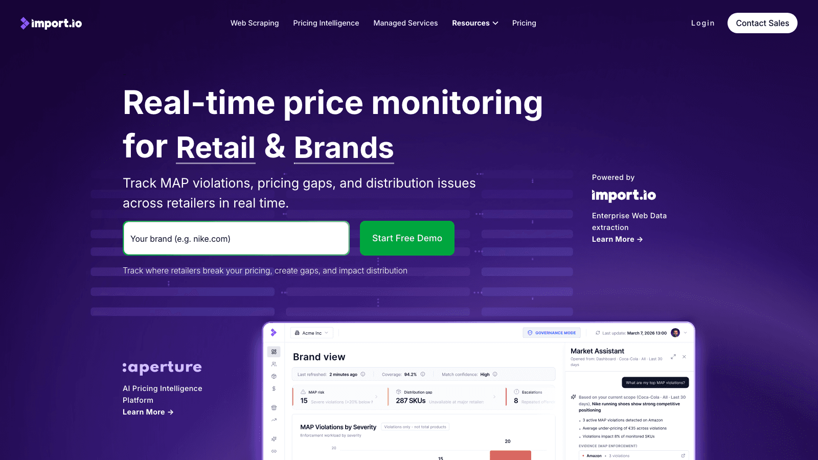 Import.io official website screenshot