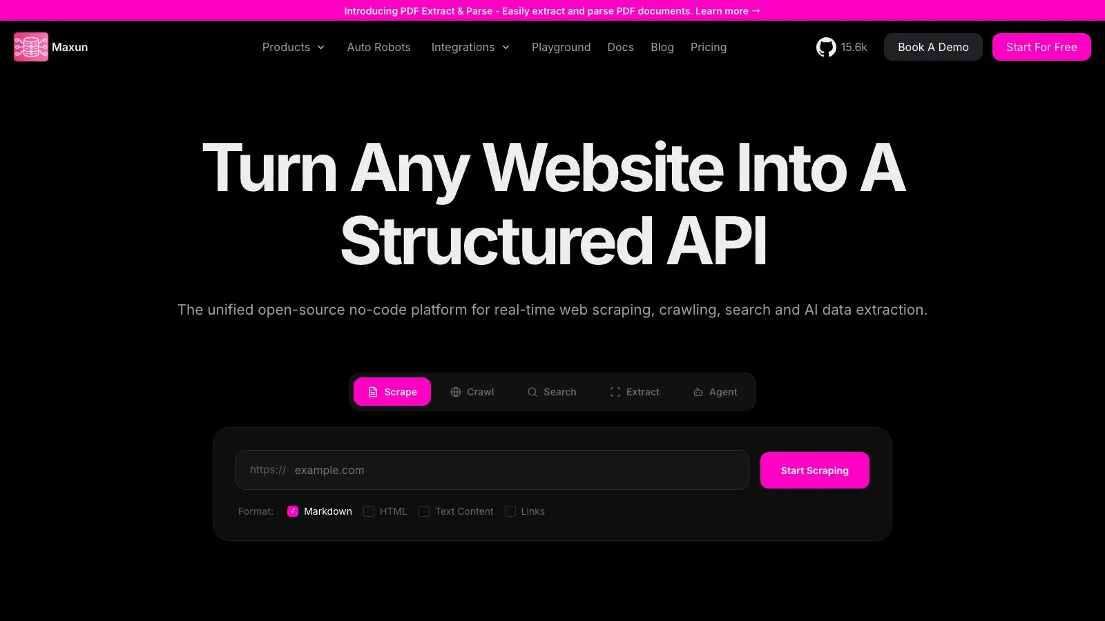 Maxun official GitHub screenshot