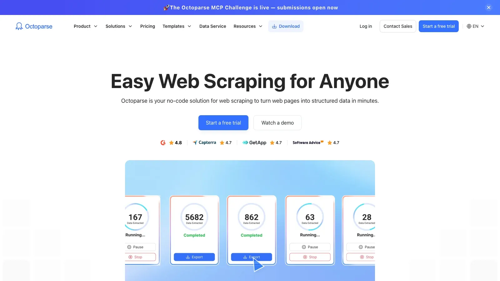 Octoparse official website screenshot