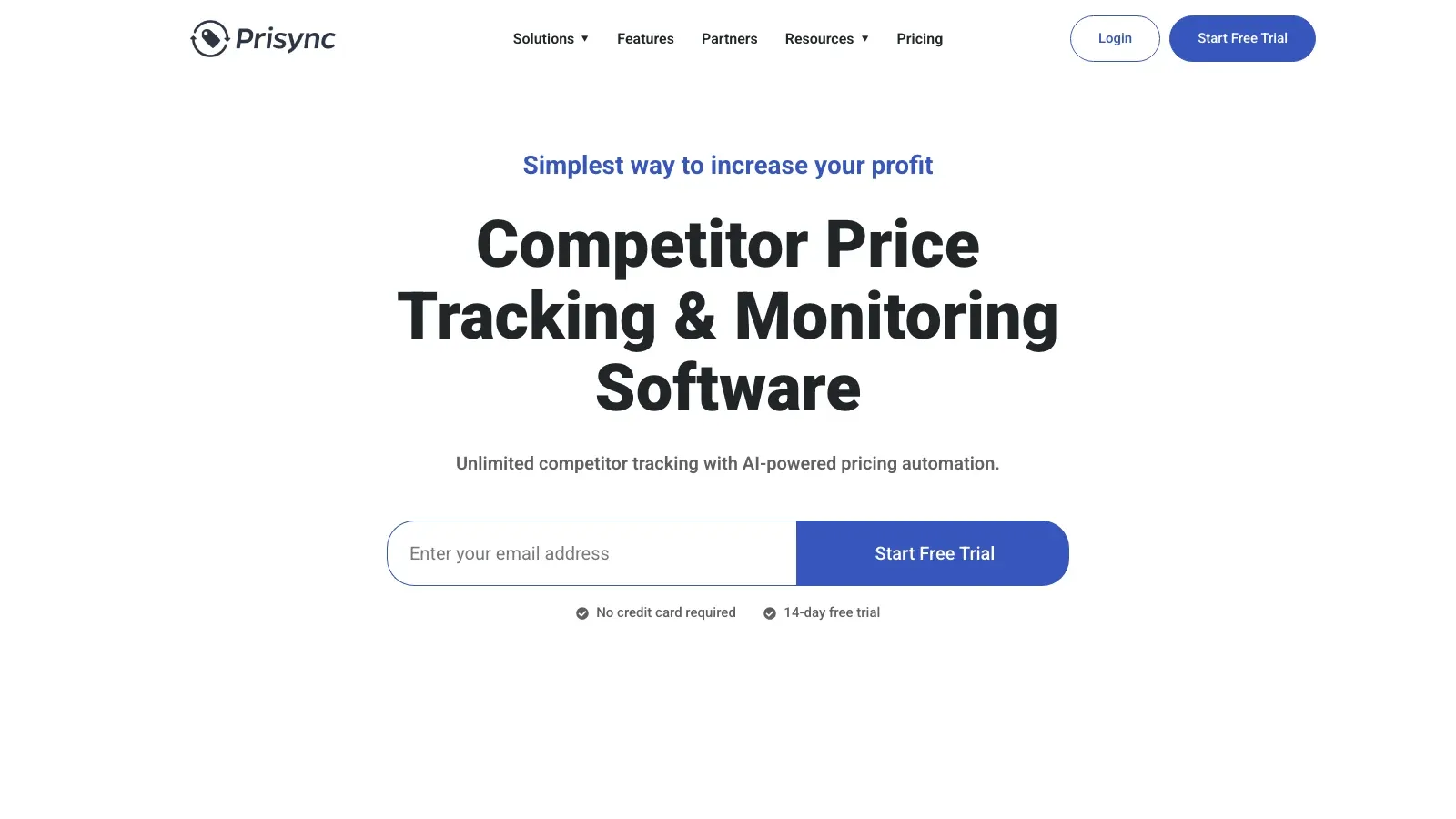 Prisync 官方網站截圖