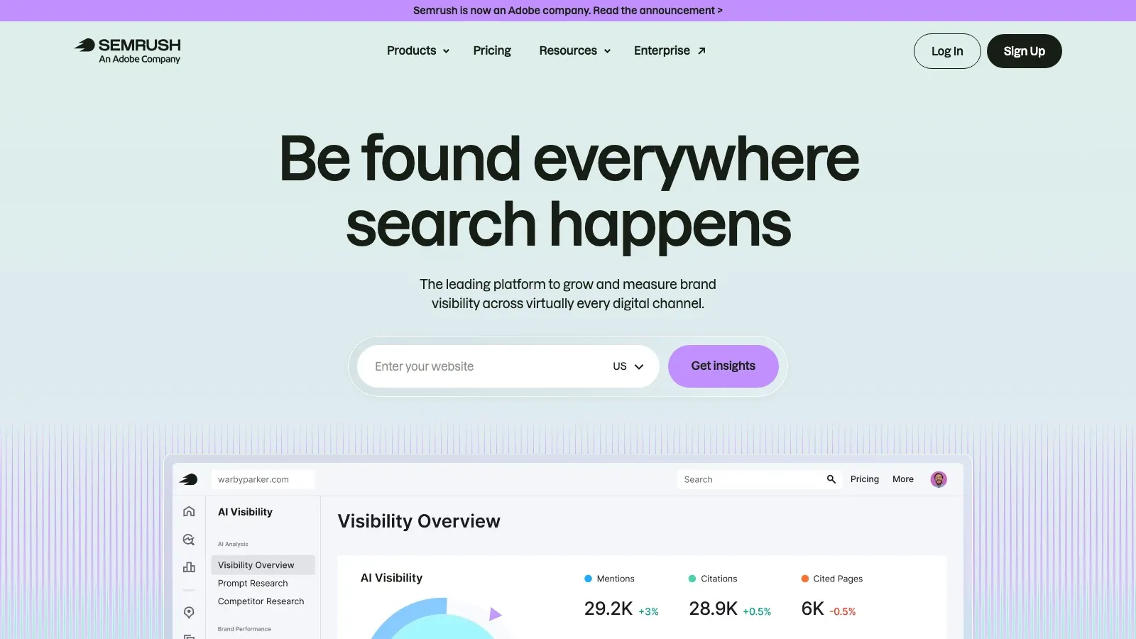 SEMrush official website screenshot