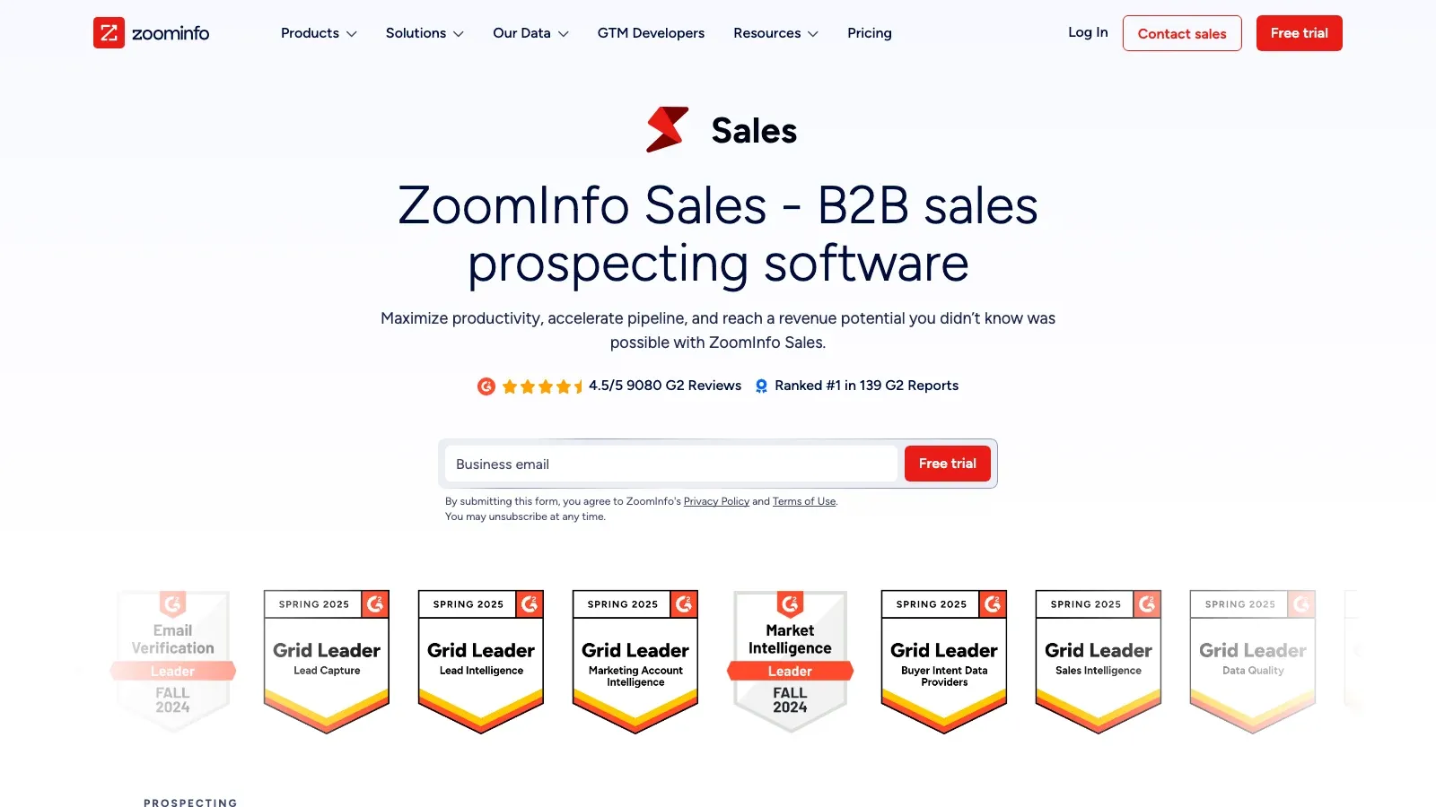 ZoomInfo official website screenshot
