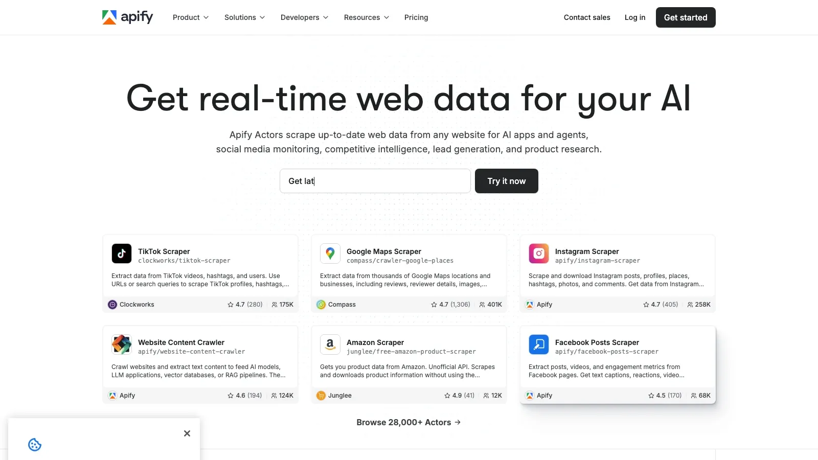 Apify official website screenshot