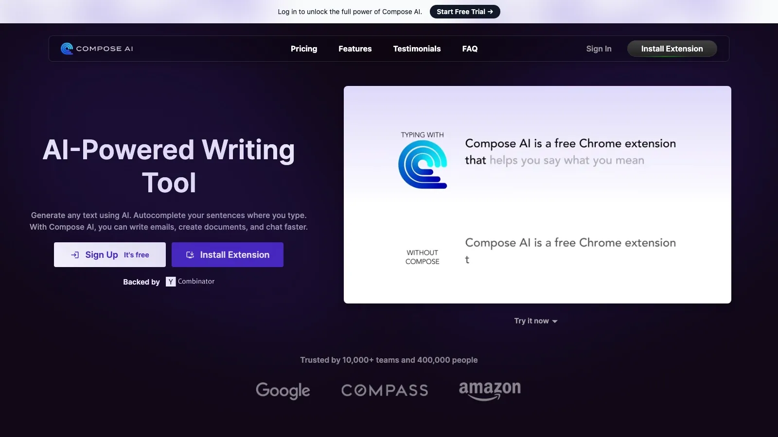 Compose AI 官方网站截图