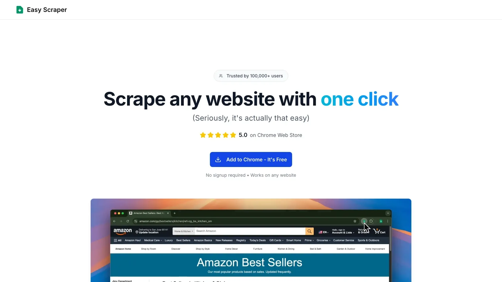Easy Scraper 공식 웹사이트 스크린샷