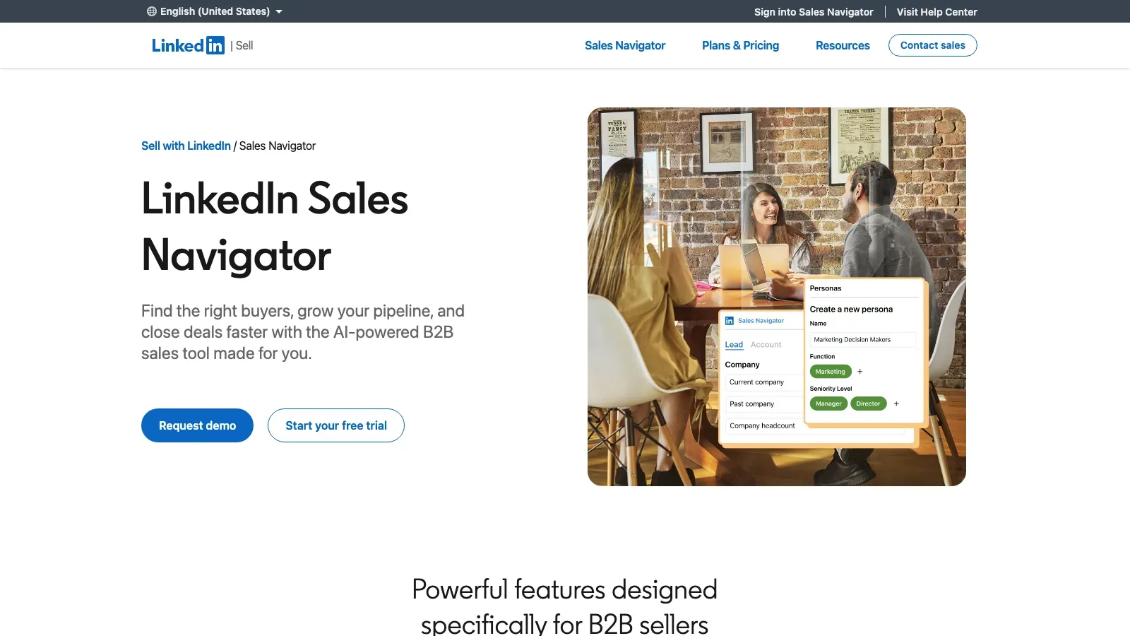 LinkedIn Sales Navigator official website screenshot