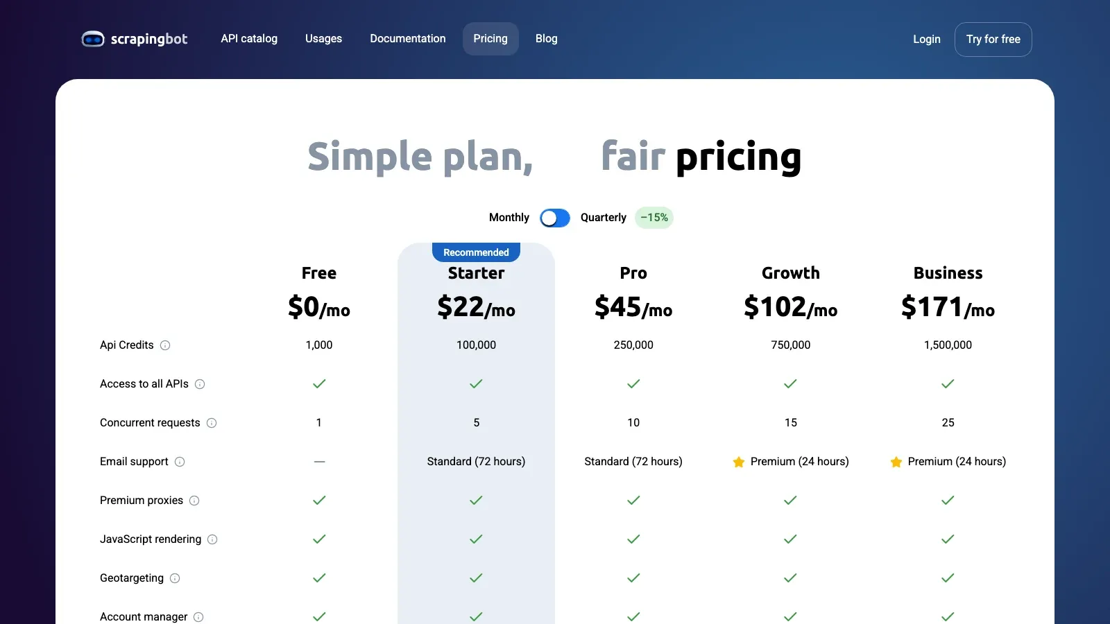 ScrapingBot official website screenshot