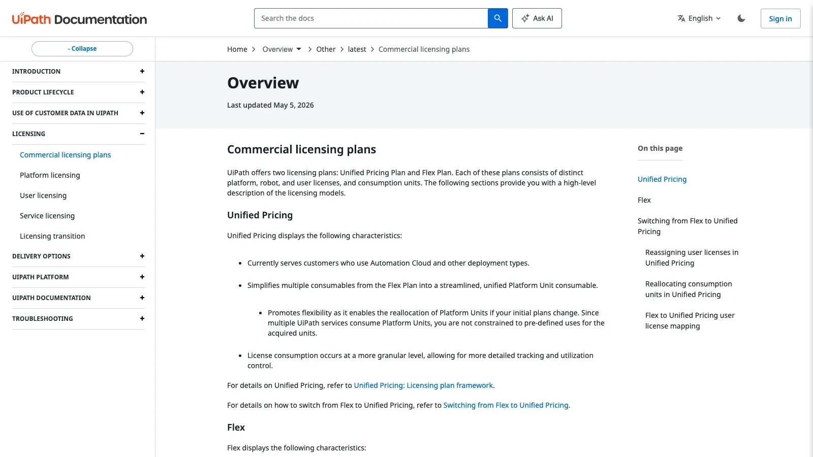 Capture d’écran du site officiel d’UiPath