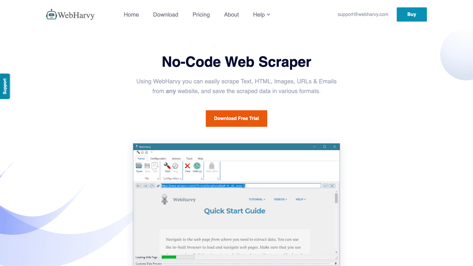 WebHarvy official website screenshot