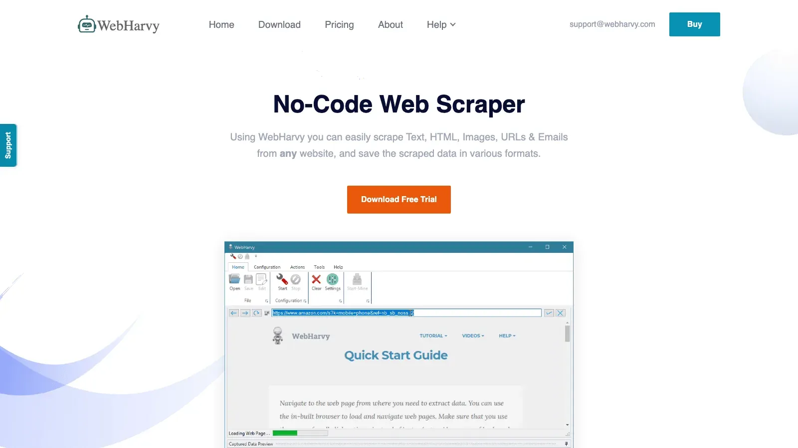 WebHarvy official website screenshot
