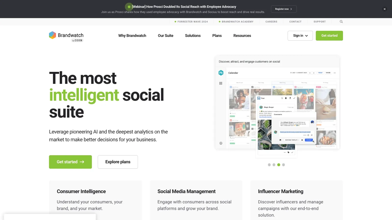 Screenshot del sito ufficiale di Brandwatch