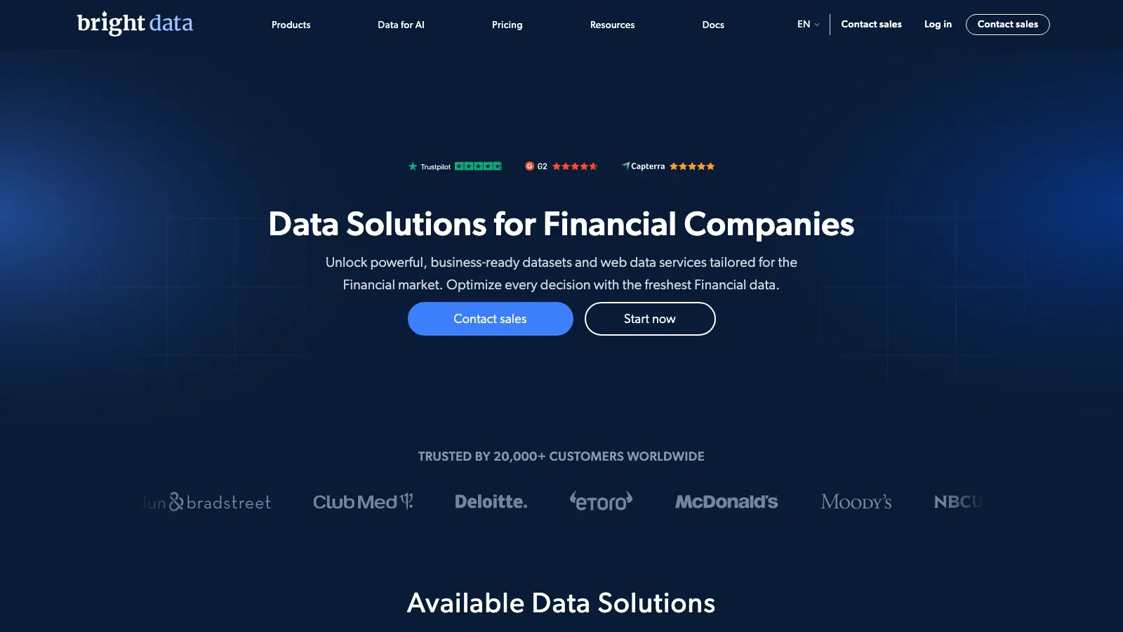 Screenshot del sito ufficiale di Bright Data