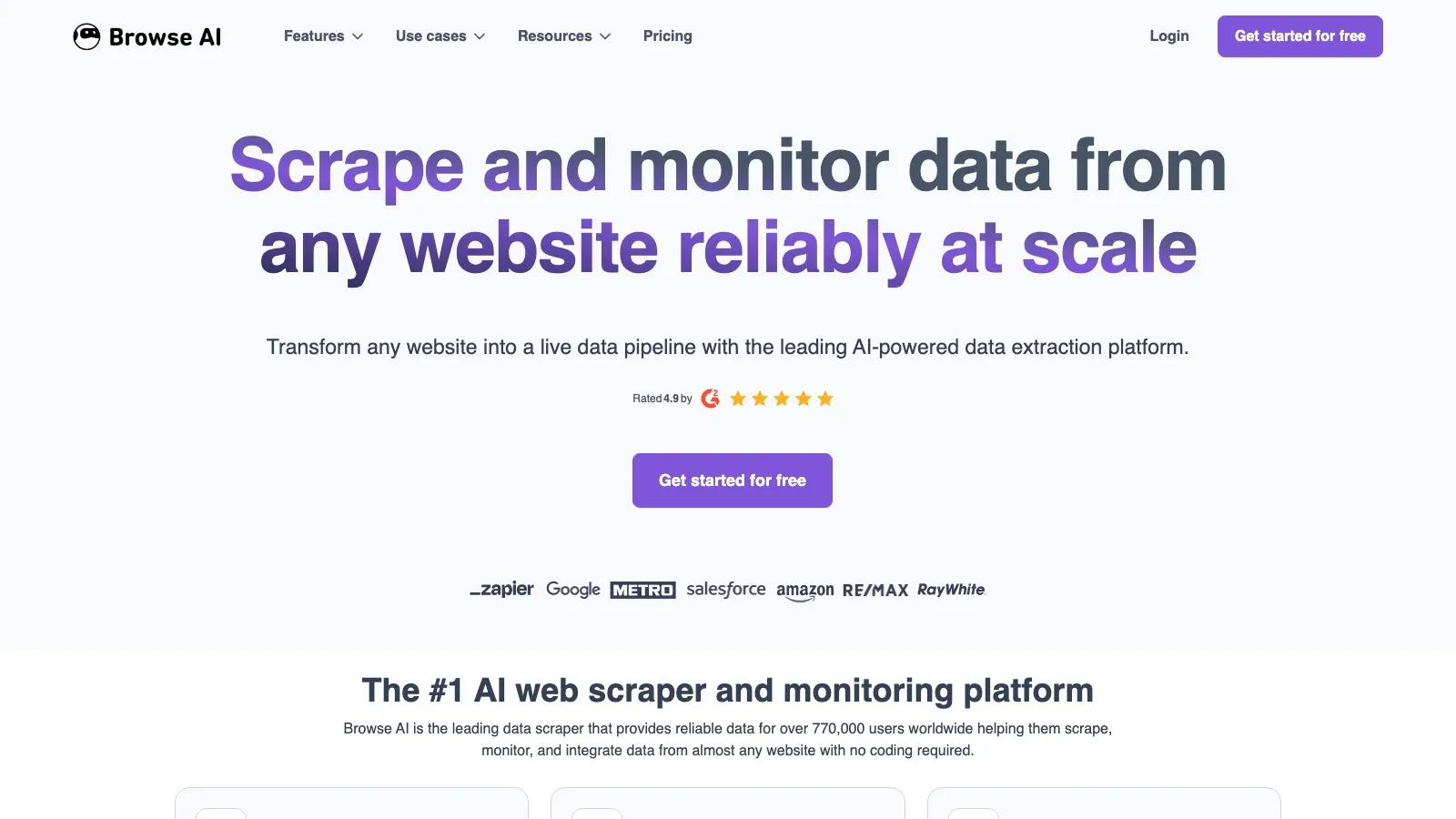 Browse AI 官网截图
