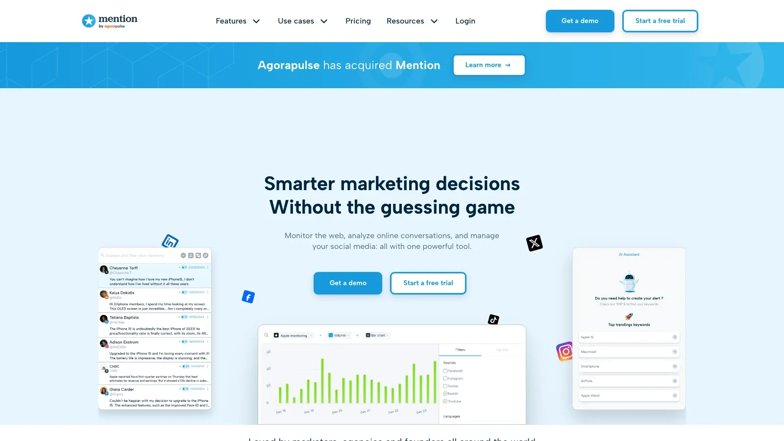 Mention 공식 웹사이트 스크린샷