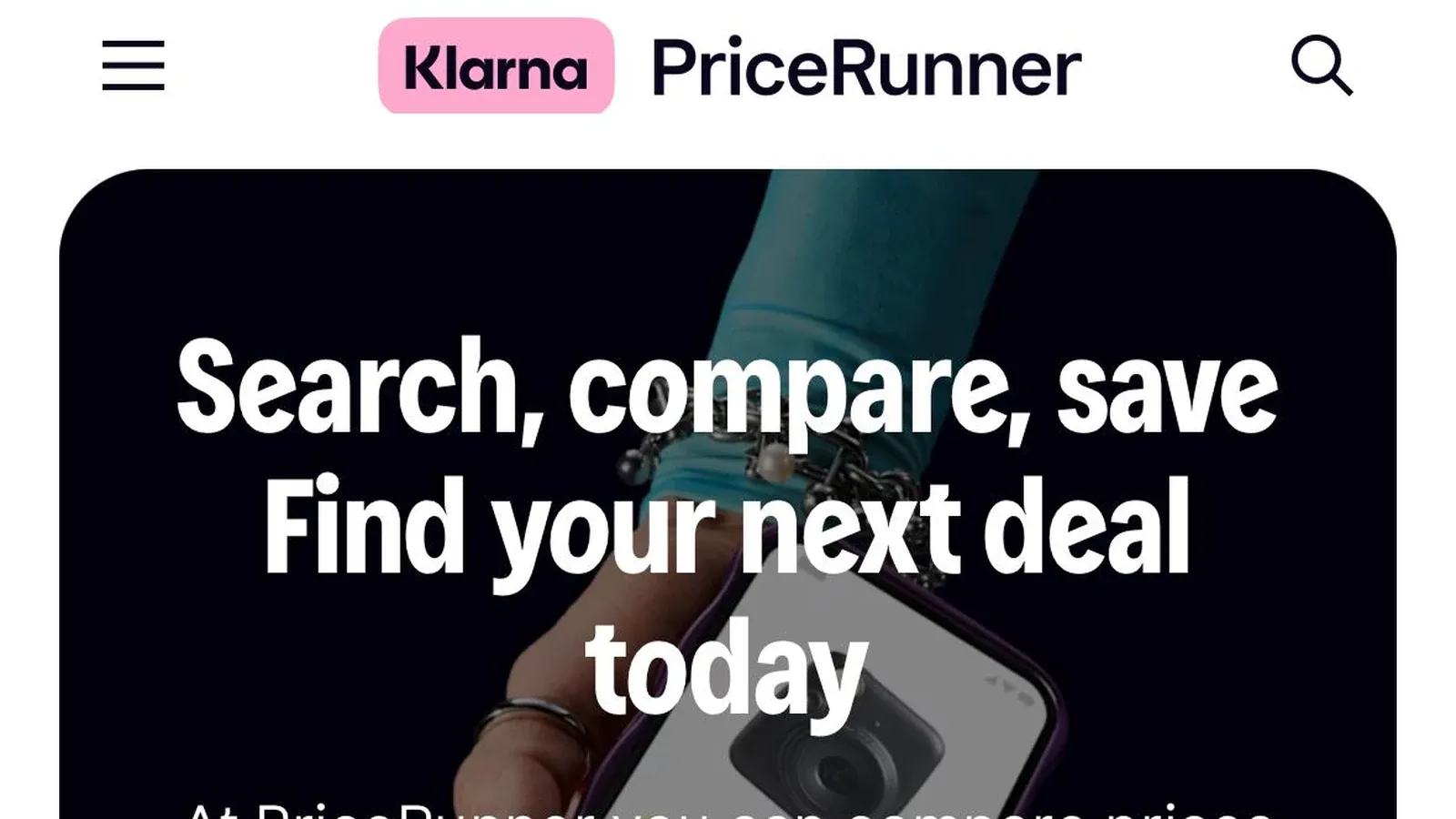 PriceRunner official website screenshot