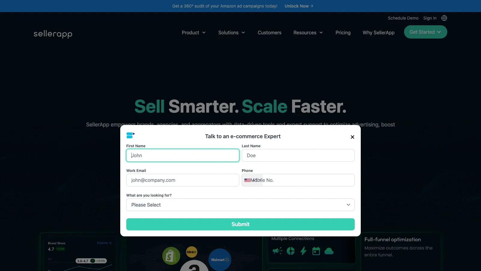 SellerApp official website screenshot