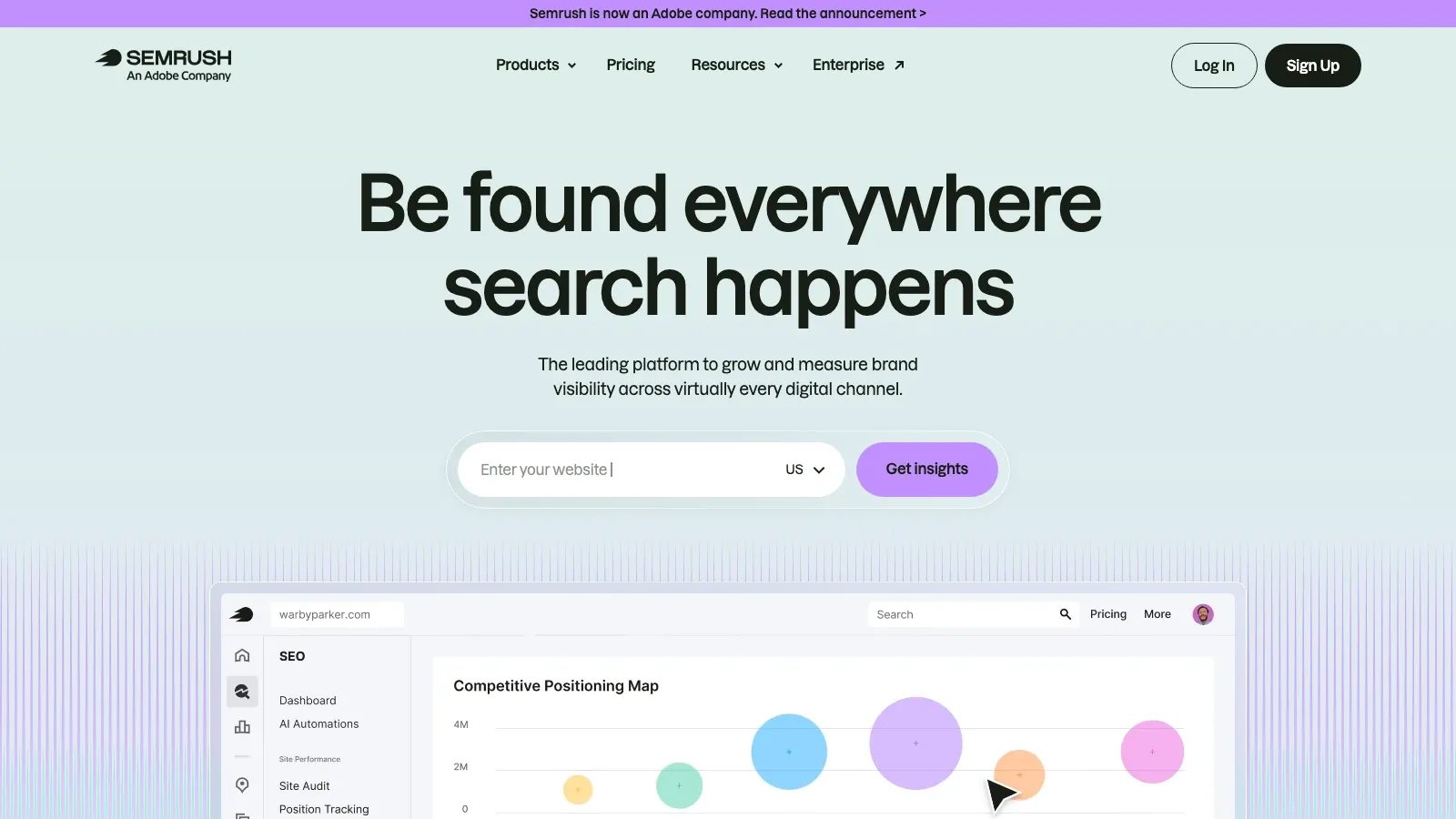 SEMrush official website screenshot