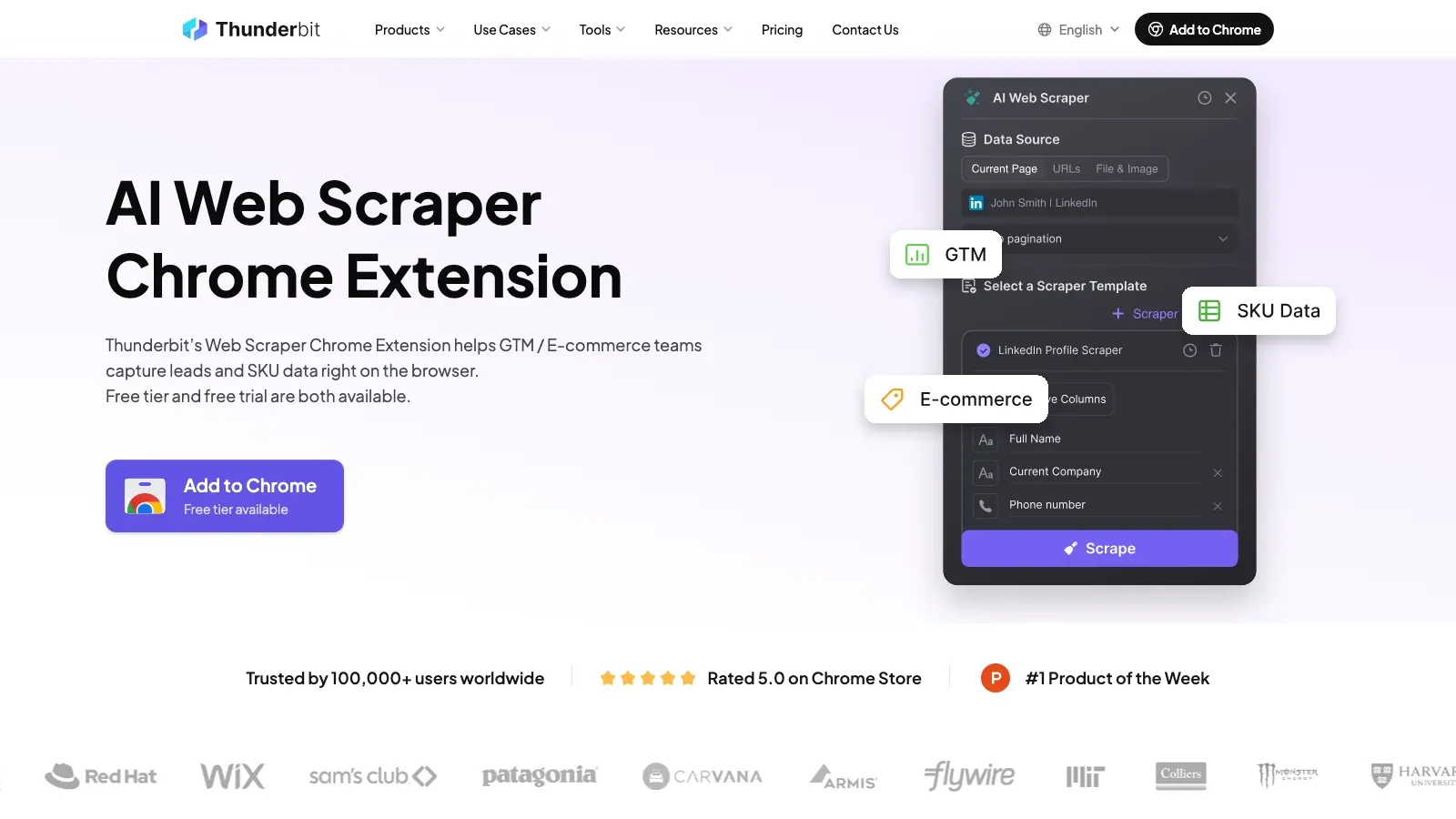 Thunderbit extension screenshot