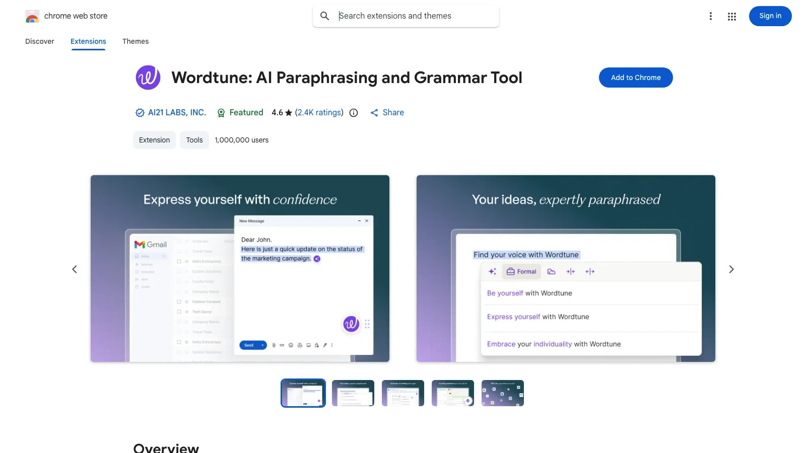 Wordtune 官方网站截图