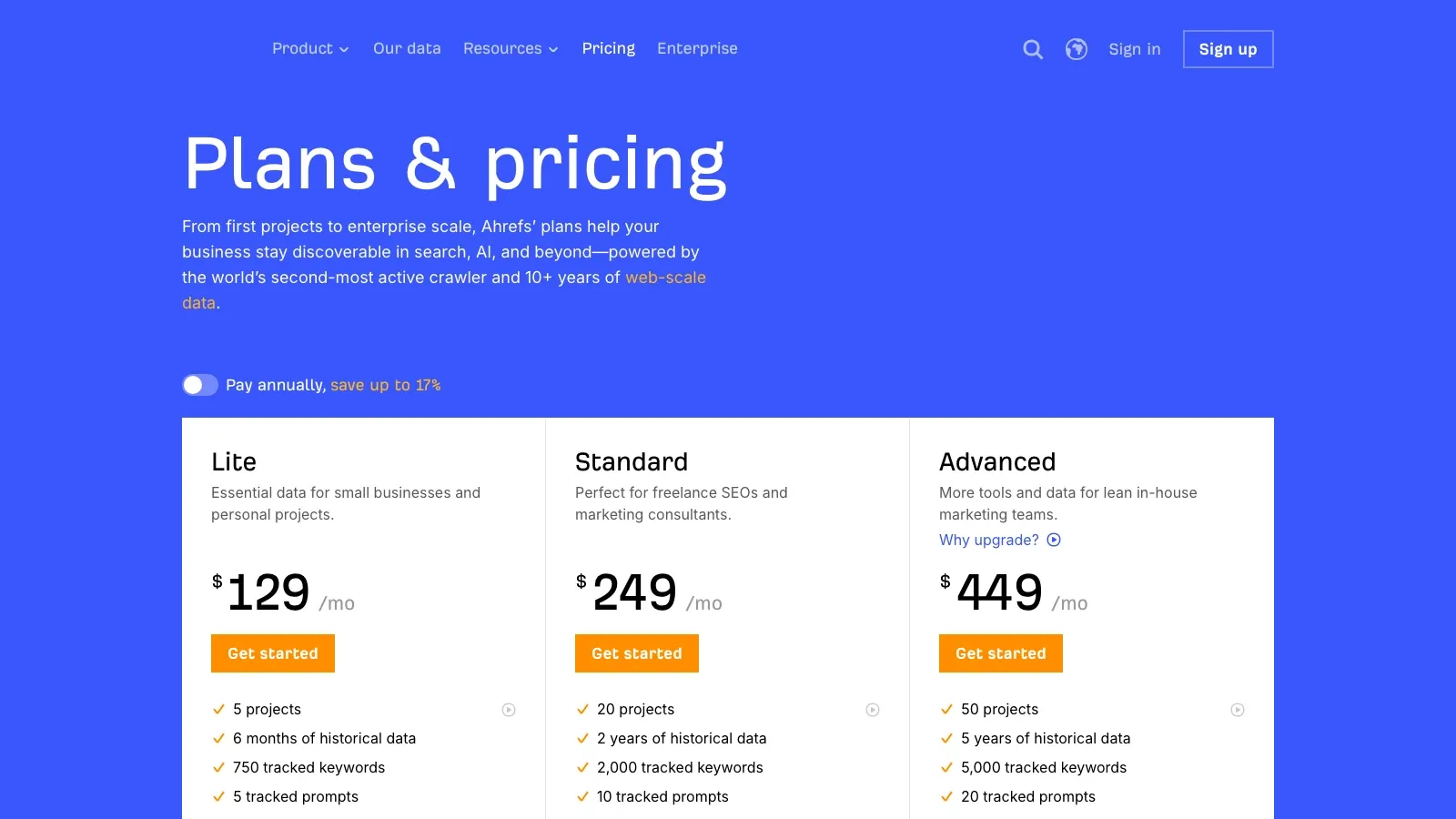 Ahrefs official website screenshot