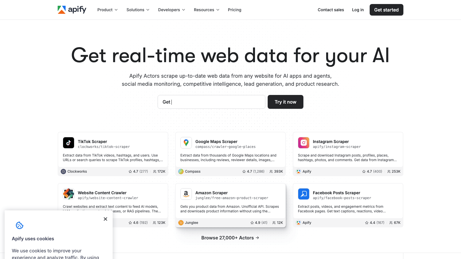 Apify official website screenshot