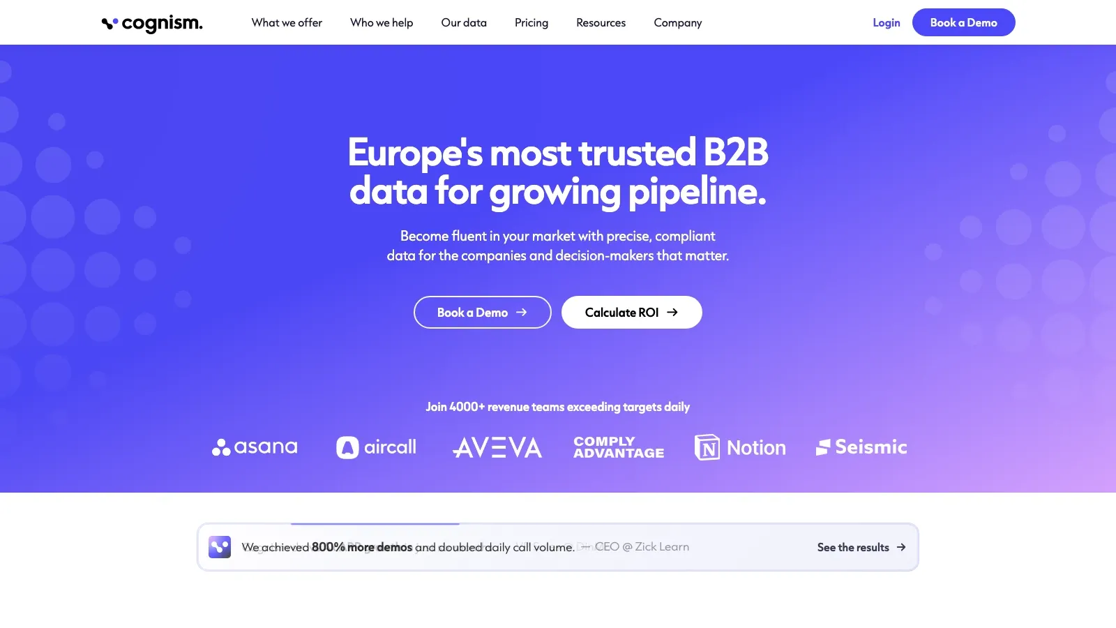 Captura de ecrã do site oficial do Cognism
