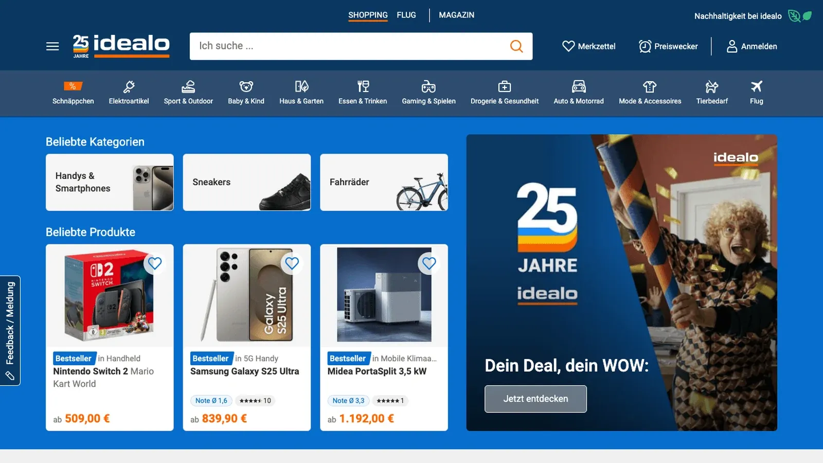 Idealo official website screenshot