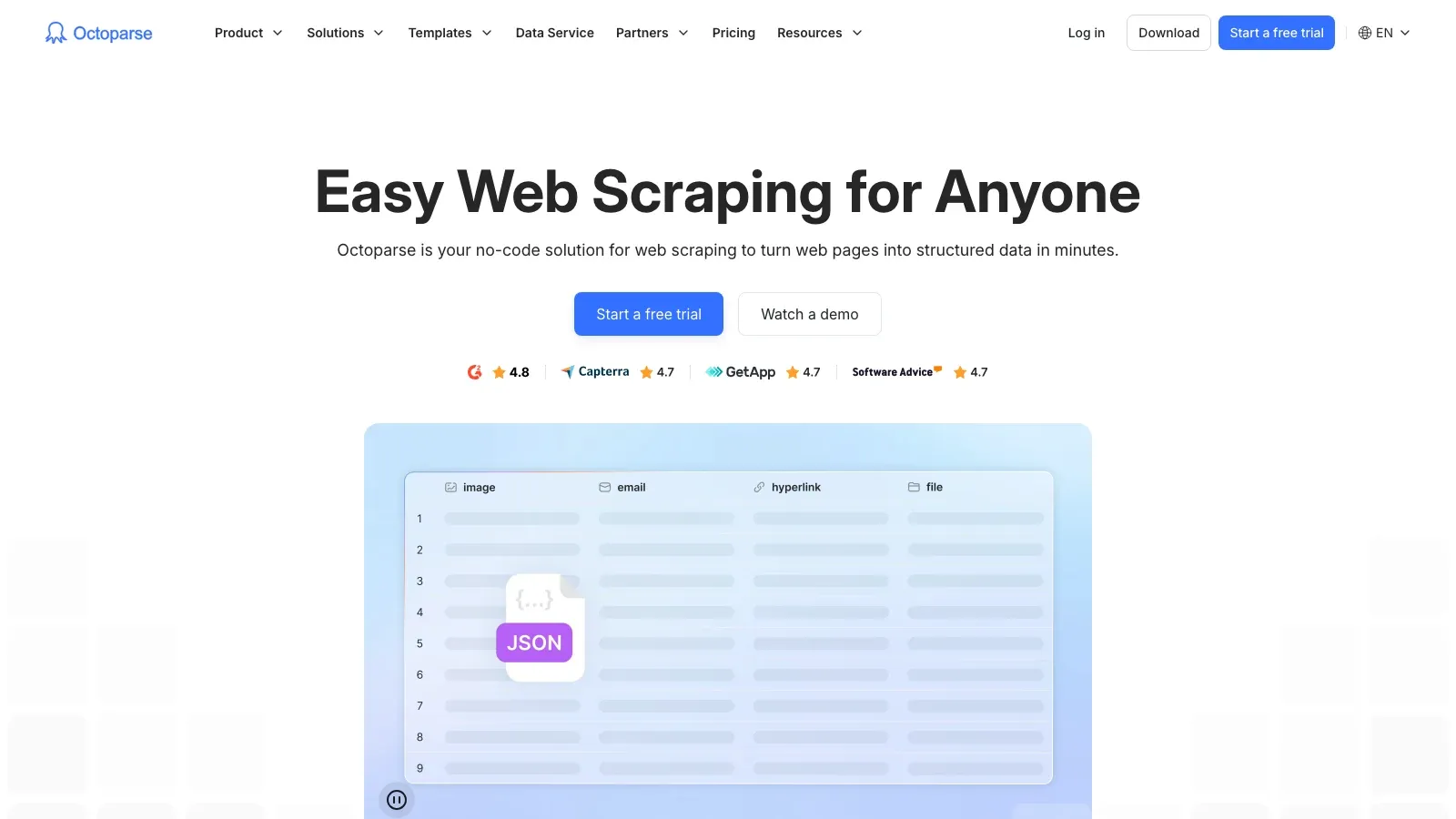 Octoparse official website screenshot